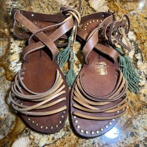 NWOT Free People Gladiator Sandals Brown Size 38